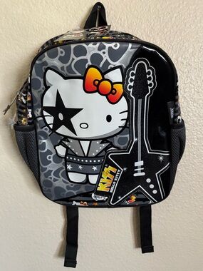 Kiss Hello Kitty Mini Backpack. Super Rare! New. Glam Rock, Y2K. Emo. Goth. 80’s